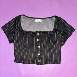 Hollister Black Pinstripe Crop Top